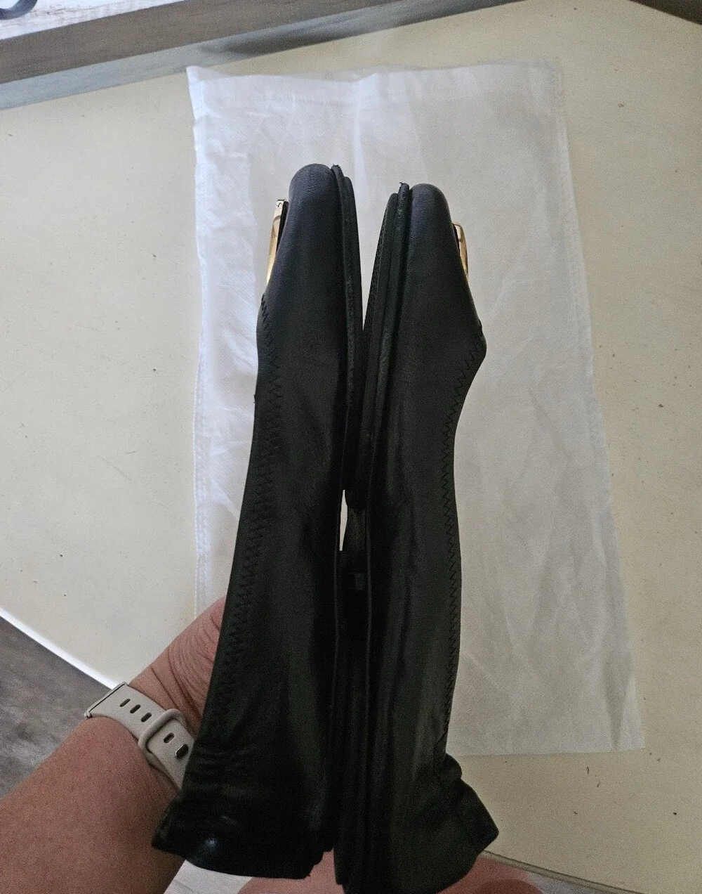 Tory Burch Black Reva Ballet Flats with Gold Logo